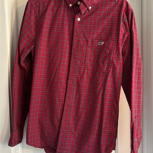 Vineyard Vines Red and Blue Plaid Button Down Shirt